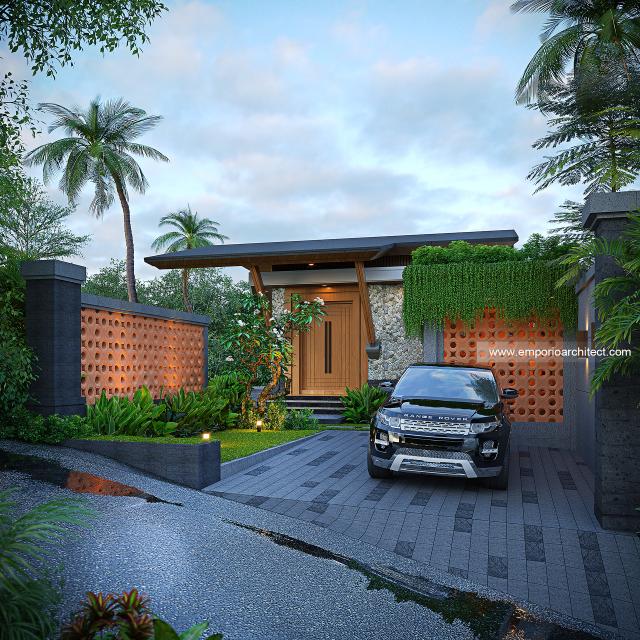 Desain Tampak Depan 2 Villa Modern 1 Lantai Mr. CMR di Tabanan, Bali
