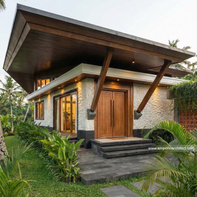 Desain Tampak Samping 2 Villa Modern 1 Lantai Mr. CMR di Tabanan, Bali