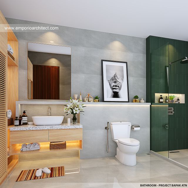 Desain Kamar Mandi Villa Kav. 11, 15, 17 Modern 1 Lantai Bapak ATN di Canggu, Badung, Bali