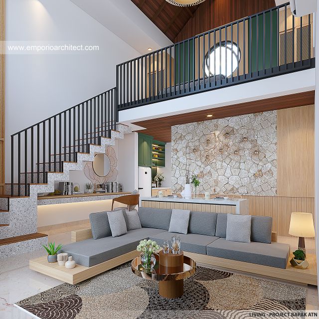 Desain Ruang Keluarga Villa Kav. 11, 15, 17 Modern 2 Lantai Bapak ATN di Canggu, Badung, Bali