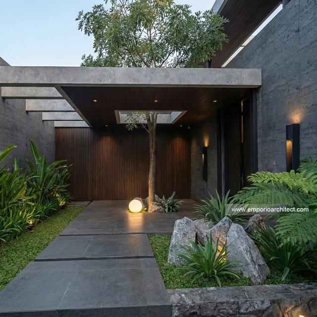Desain Tampak Detail Depan 3 Villa Modern 2 Lantai Bapak SFF di Bogor