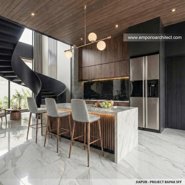 Desain Dapur Villa Modern 2 Lantai Bapak SFF di Bogor