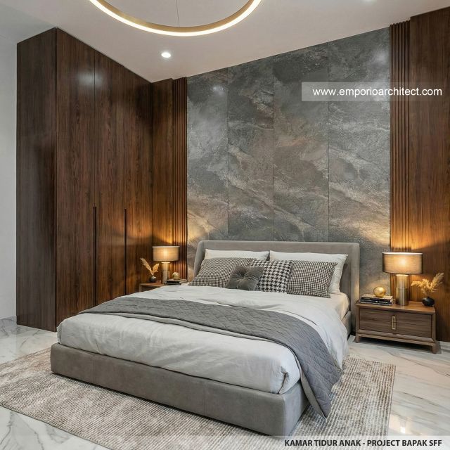 Desain Kamar Tidur Anak Villa Modern 2 Lantai Bapak SFF di Bogor