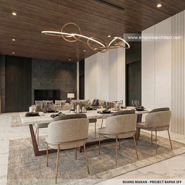 Desain Ruang Makan Villa Modern 2 Lantai Bapak SFF di Bogor