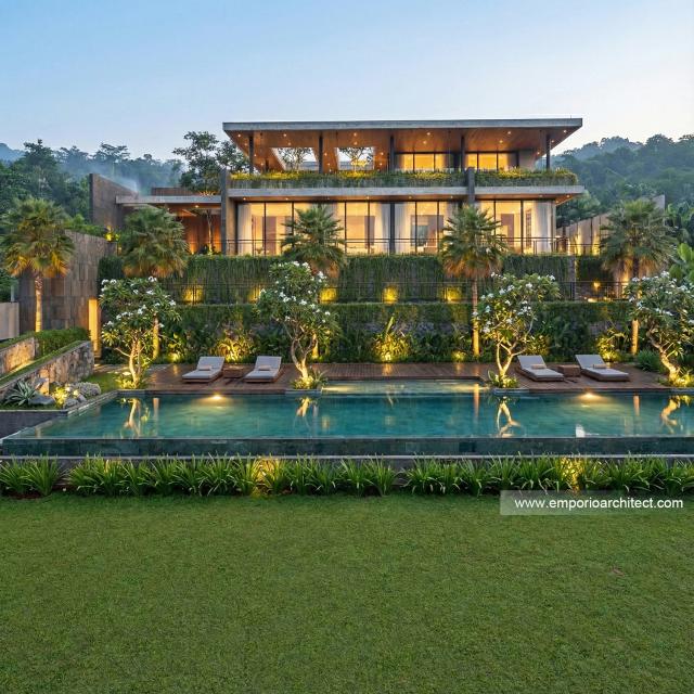 Desain Tampak Depan 4 Villa Modern 2 Lantai Bapak SFF di Bogor