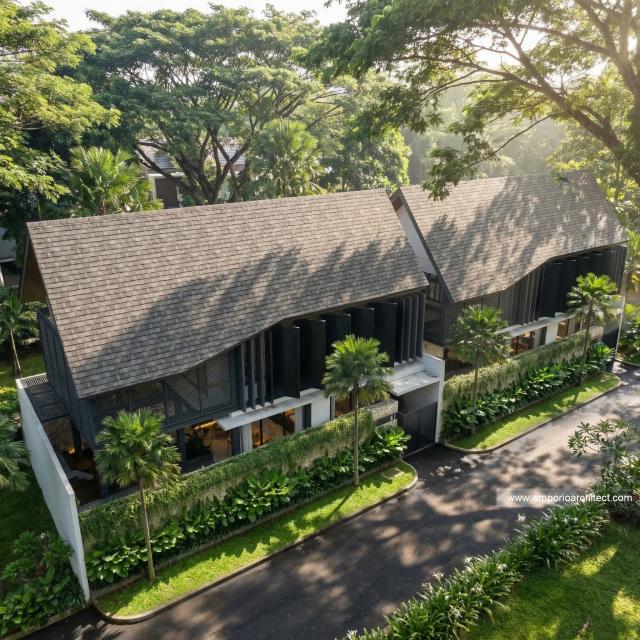 Desain Tampak Depan 5 Villa Modern 2 Lantai Bapak GLN di Badung, Bali