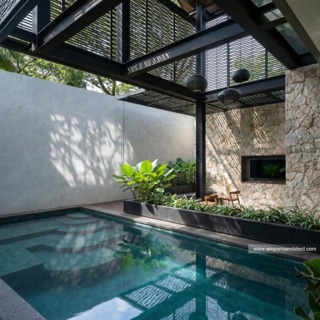 Desain Tampak Detail Belakang 2 Villa Modern 2 Lantai Bapak GLN di Badung, Bali
