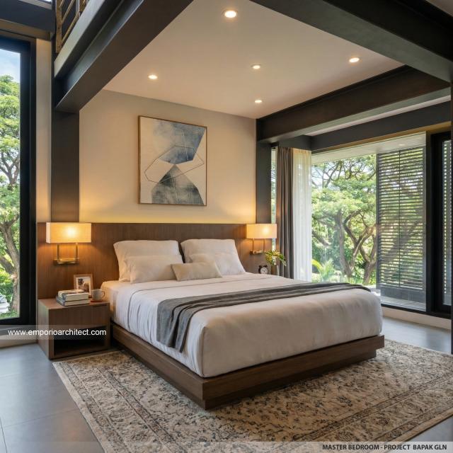 Desain Kamar Tidur Utama Villa Modern 2 Lantai Bapak GLN di Badung, Bali