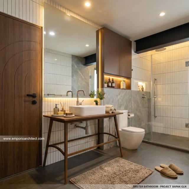 Desain Kamar Mandi Utama Villa Modern 2 Lantai Bapak GLN di Badung, Bali