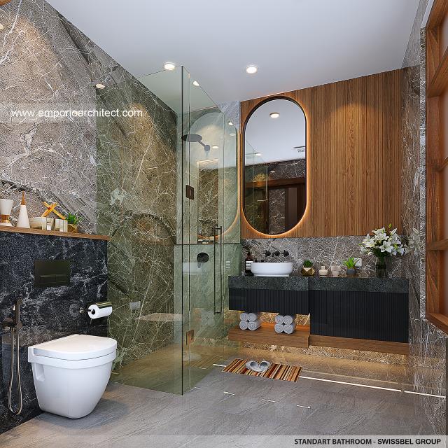 Desain Kamar Mandi Standar Komplek Villa milik SwissBel Group (Type 2) di Kendari, Sulawesi Tenggara