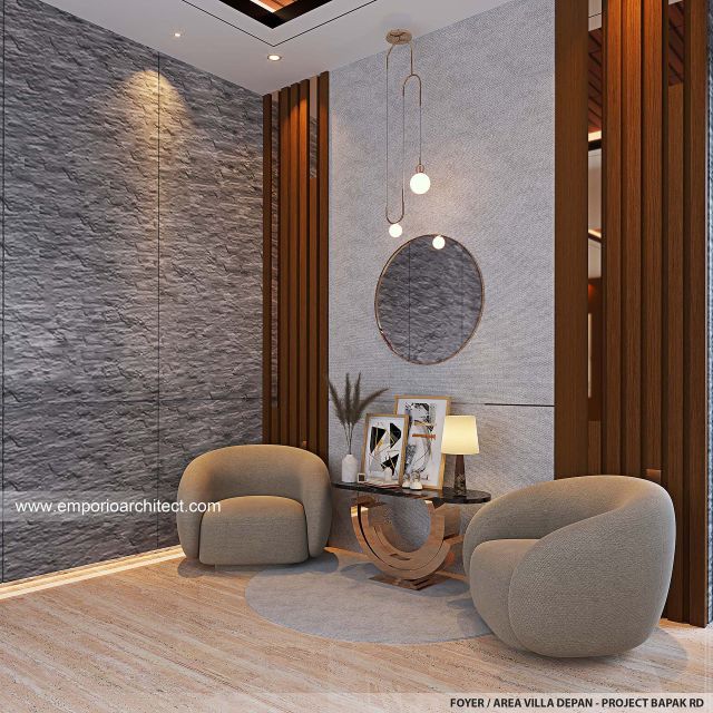 Desain Foyer Villa Depan Modern 2 Lantai Bapak RD di Bali