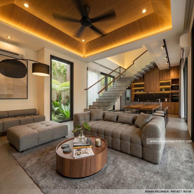 Desain Ruang Keluarga Villa Modern 2 Lantai Ibu SR di Sanur, Bali