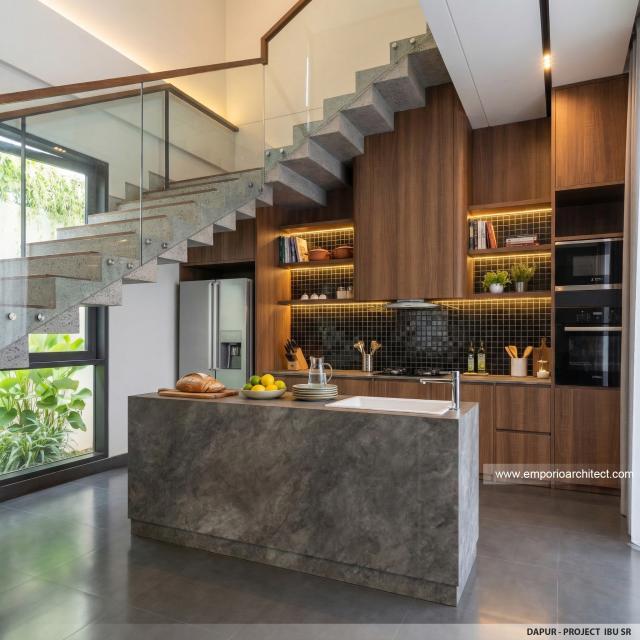 Desain Dapur Villa Modern 2 Lantai Ibu SR di Sanur, Bali
