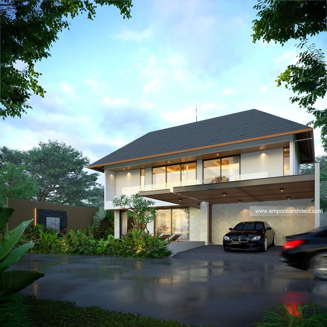 Desain Tampak Depan 2 Villa Modern 2 Lantai Ibu SR di Sanur, Bali