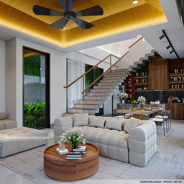 Desain Ruang Keluarga Villa Modern 2 Lantai Ibu SR di Sanur, Bali