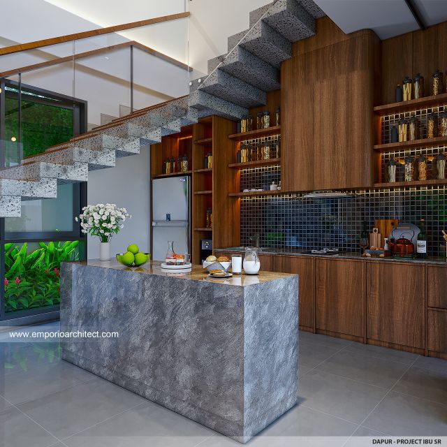 Desain Dapur Villa Modern 2 Lantai Ibu SR di Sanur, Bali