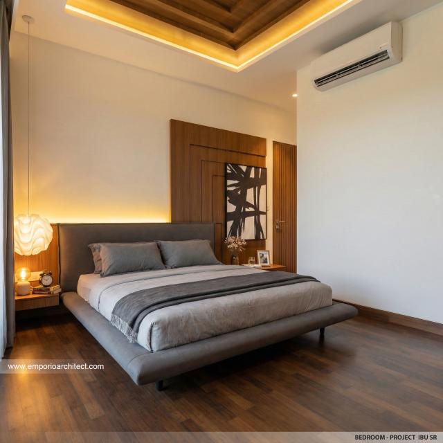 Desain Kamar Tidur Villa Modern 2 Lantai Ibu SR di Sanur, Bali