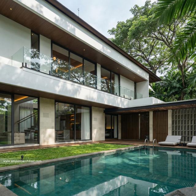 Desain Tampak Detail Belakang 4 Villa Modern 2 Lantai Ibu SR di Sanur, Bali