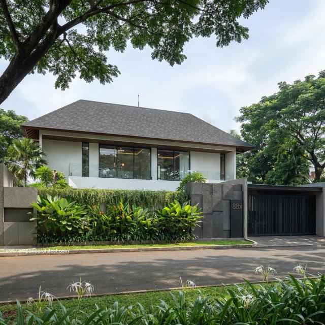 Desain Tampak Depan 2 Villa Modern 2 Lantai Ibu SR di Sanur, Bali