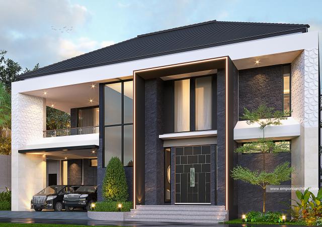 Desain Tampak Depan 2 Rumah Modern 2 Lantai Mr. JL di Pererenan, Badung, Bali