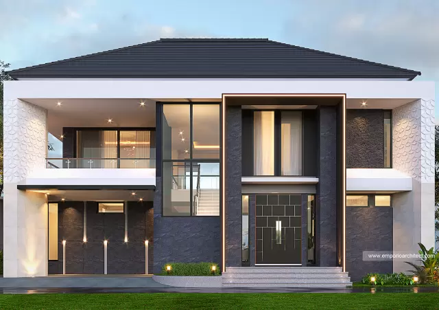 Desain Tampak Depan 3 Rumah Modern 2 Lantai Mr. JL di Pererenan, Badung, Bali