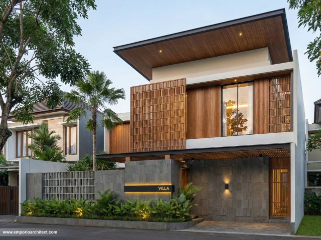 Desain Tampak Depan 3 Villa Modern 2 Lantai Ibu FRN di Nusa Dua, Bali