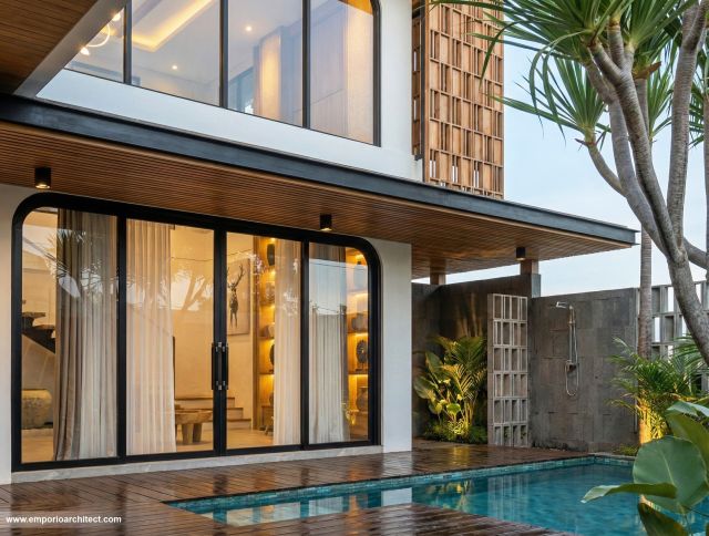 Desain Tampak Detail Kolam Villa Modern 2 Lantai Ibu FRN di Nusa Dua, Bali