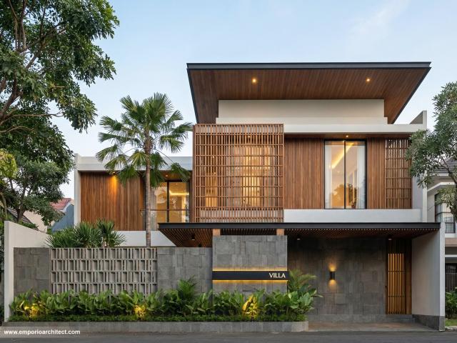 Desain Tampak Depan 2 Villa Modern 2 Lantai Ibu FRN di Nusa Dua, Bali