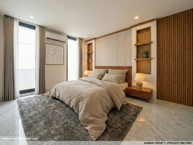 Desain Kamar Tidur 1 Villa Modern 2 Lantai Ibu FRN di Nusa Dua, Bali
