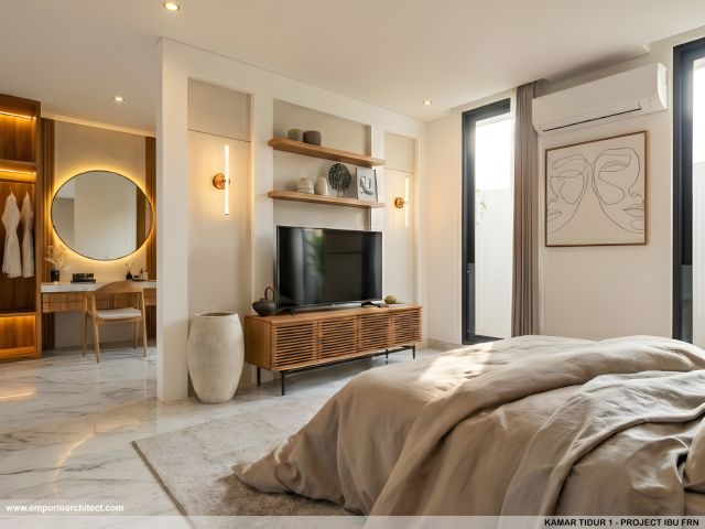 Desain Kamar Tidur 1 Villa Modern 2 Lantai Ibu FRN di Nusa Dua, Bali