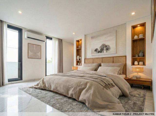 Desain Kamar Tidur 2 Villa Modern 2 Lantai Ibu FRN di Nusa Dua, Bali