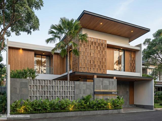 Desain Tampak Depan Villa Modern 2 Lantai Ibu FRN di Nusa Dua, Bali