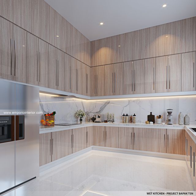 Desain Dapur Kotor Villa Modern 3 Lantai Bapak TSN di Cisarus, Bogor