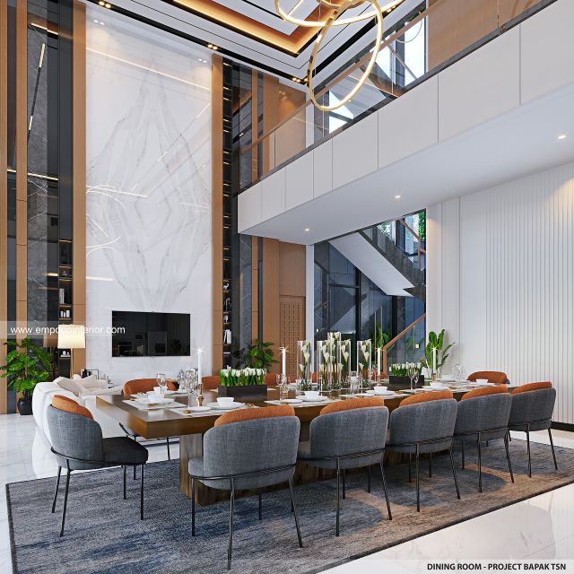 Desain Ruang Makan Villa Modern 3 Lantai Bapak TSN di Cisarus, Bogor