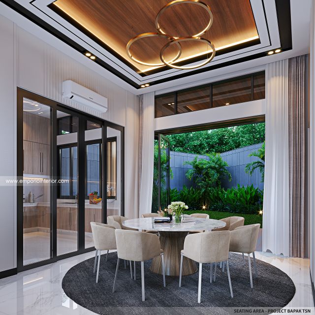 Desain Ruang Santai Villa Modern 3 Lantai Bapak TSN di Cisarus, Bogor