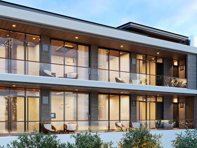 Desain Tampak Belakang Villa D Verdant Villa Modern 3 Lantai di Gianyar, Bali