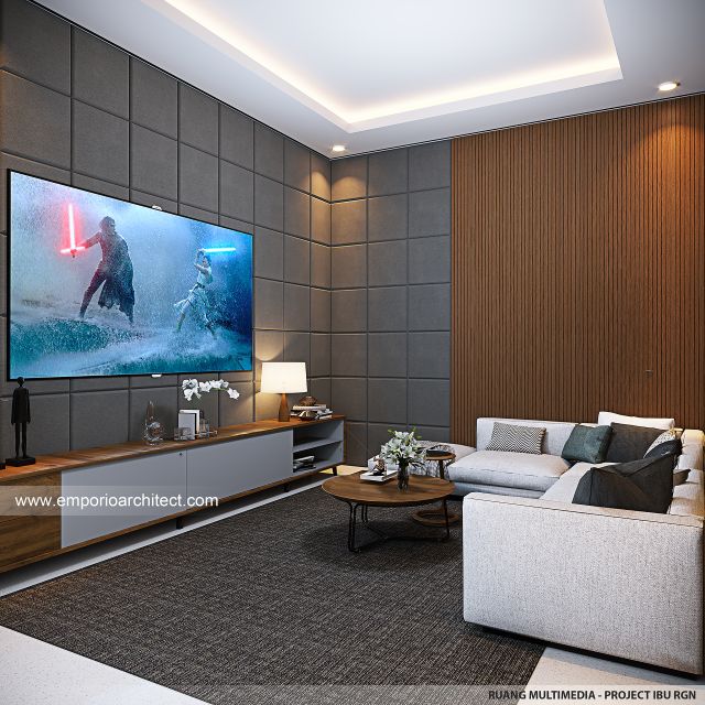 Desain Ruang Multimedia Villa Modern 3 Lantai Ibu RGN di Nusa Dua, Badung, Bali