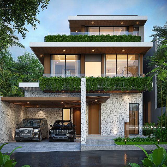 Desain Tampak Depan 2 Villa Modern 3 Lantai Ibu RGN di Nusa Dua, Badung, Bali