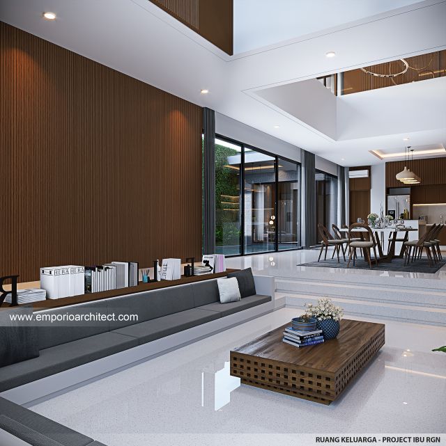 Desain Ruang Keluarga Villa Modern 3 Lantai Ibu RGN di Nusa Dua, Badung, Bali