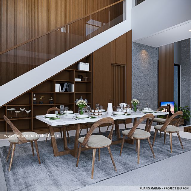 Desain Ruang Makan Villa Modern 3 Lantai Ibu RGN di Nusa Dua, Badung, Bali