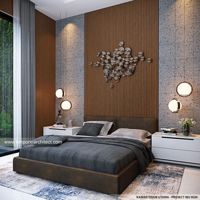 Desain Kamar Tidur Utama Villa Modern 3 Lantai Ibu RGN di Nusa Dua, Badung, Bali
