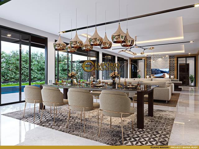 Desain Ruang Makan Villa Modern 3 Lantai Bapak Rudy di Jakarta
