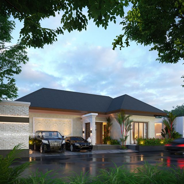Desain Tampak Depan 2 Villa Style Villa Bali 1 Lantai Bapak CRS di Jimbaran, Bali