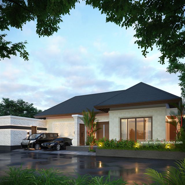 Desain Tampak Depan 3 Villa Style Villa Bali 1 Lantai Bapak CRS di Jimbaran, Bali
