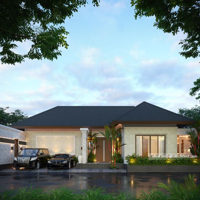 Desain Tampak Depan 4 Villa Style Villa Bali 1 Lantai Bapak CRS di Jimbaran, Bali