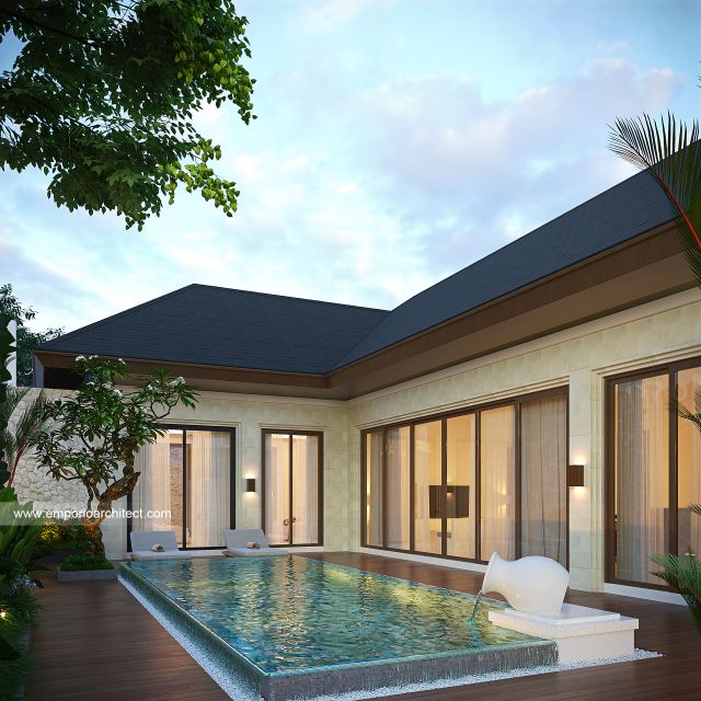 Desain Tampak Detail Belakang Villa Style Villa Bali 1 Lantai Bapak CRS di Jimbaran, Bali