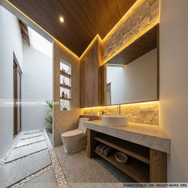 Desain Kamar Mandi 1 Villa Style Villa Bali 1 Lantai Bapak CRS di Jimbaran, Bali