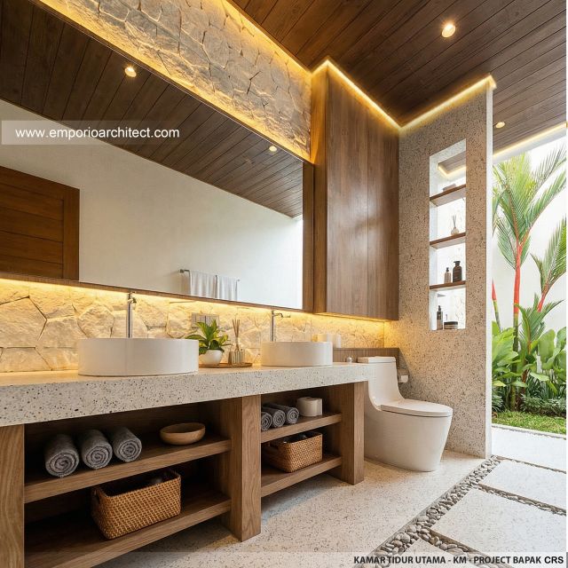 Desain Kamar Mandi Utama Villa Style Villa Bali 1 Lantai Bapak CRS di Jimbaran, Bali