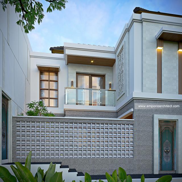 Desain Tampak Samping Villa Style Villa Bali 2 Lantai Ibu VRC di Bali