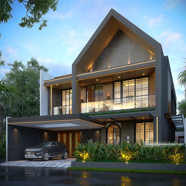 Desain Tampak Depan 2 Rumah Scandinavian 2 Lantai Bapak DCK di Kudus, Jawa Tengah